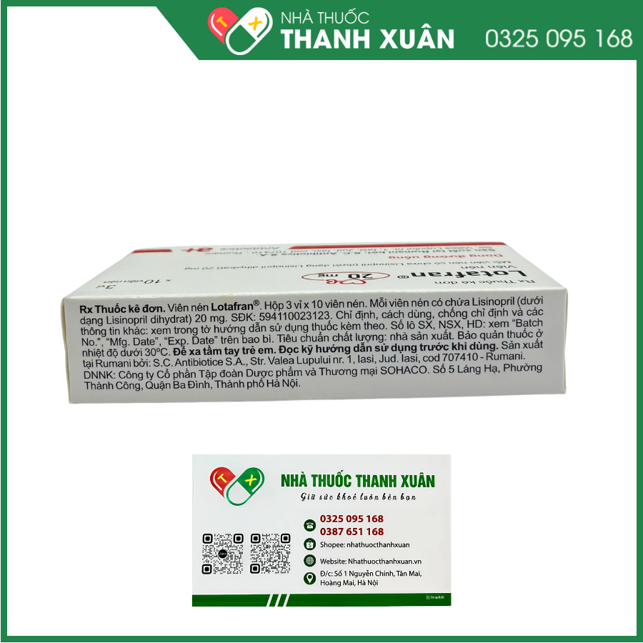 Lotafran® 20mg điều trị tăng huyết áp, điều trị suy tim